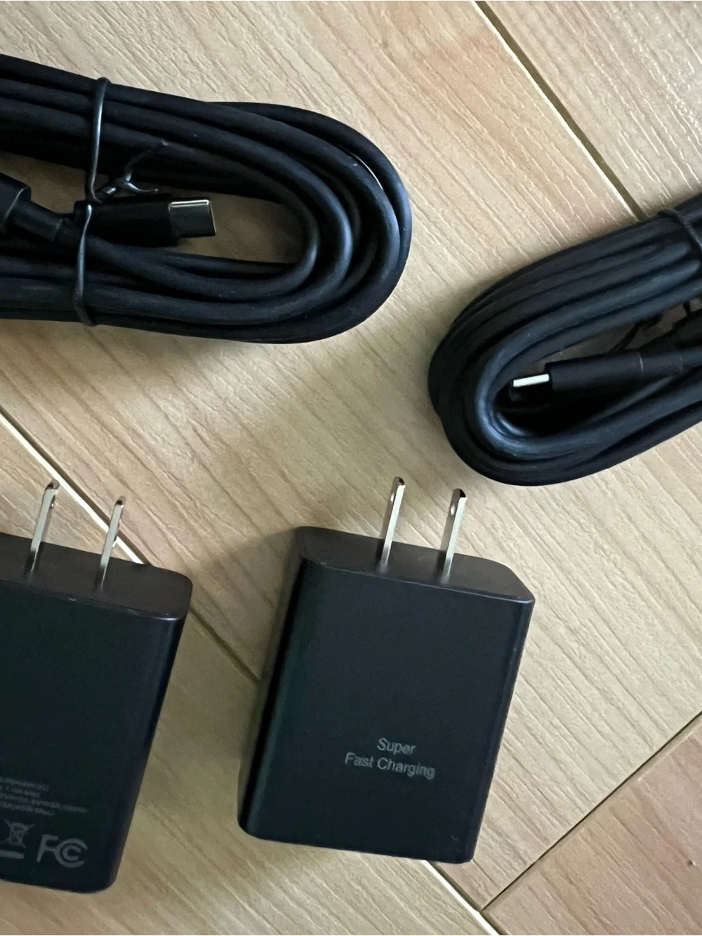 Pair of Black USB-C Fast Chargers with Cables